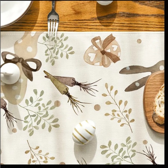 New, Botanical Easter bunny table runner dining table spring decor 13 X 72 - Picture 4 of 7